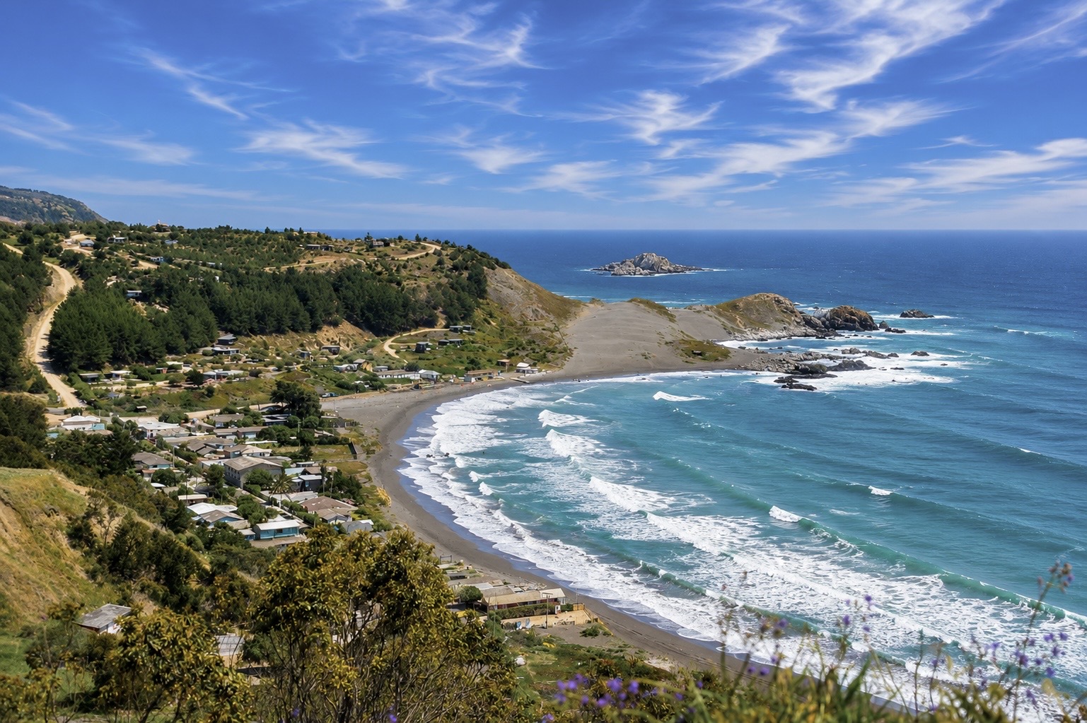 Bahía, playa y oleaje de Puertecillo