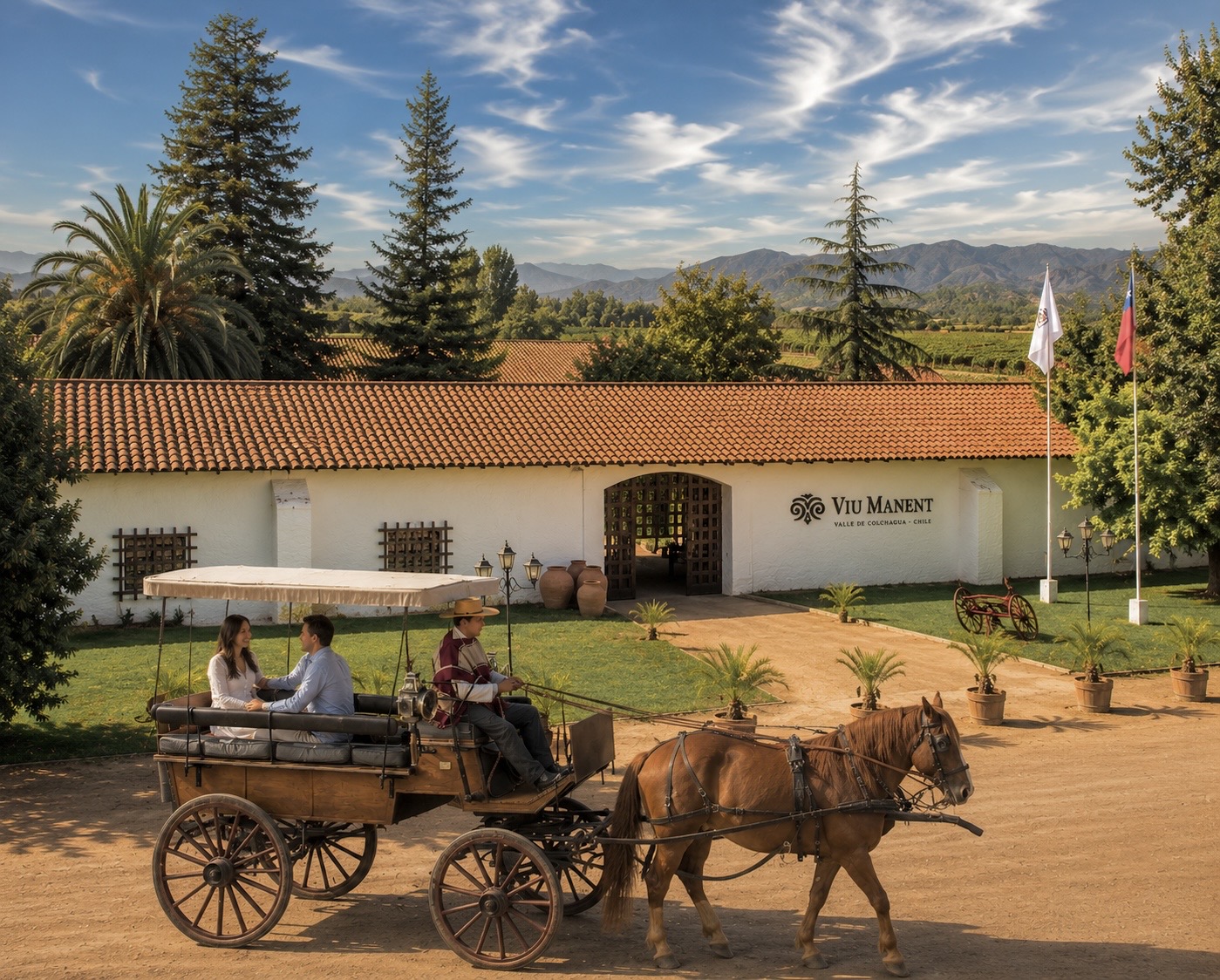 Carruaje y centro de visitas de Viña Viu Manent